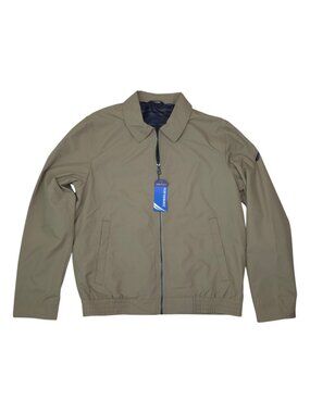 Nautica Mens M Performance Bomber Jacket Water Wind Resistant Khaki Polyester